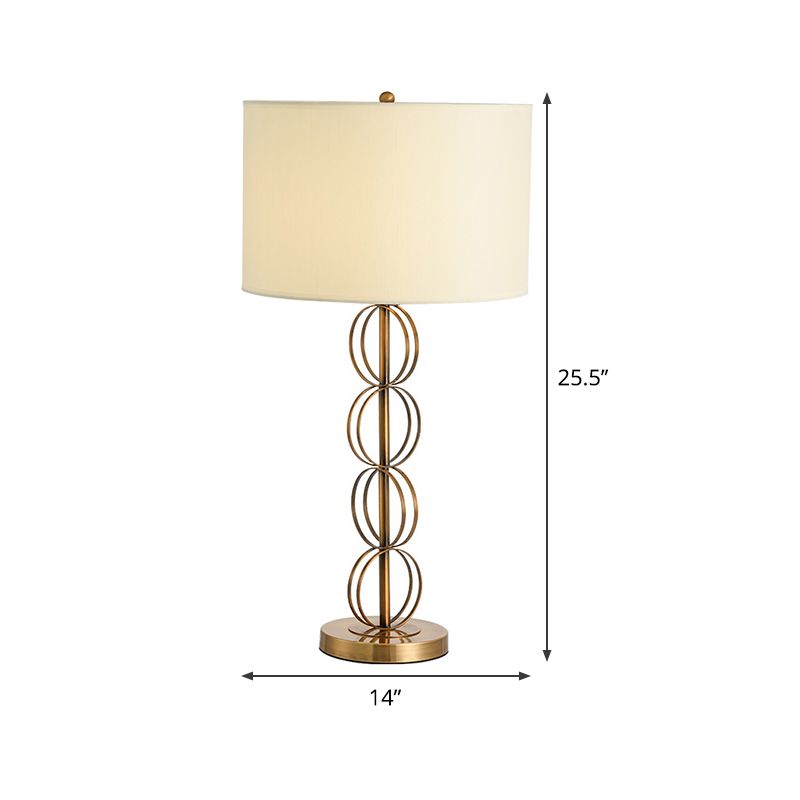 Tessuto Light cilindrico Night Light Contemporary White Metal Table Lighting per soggiorno