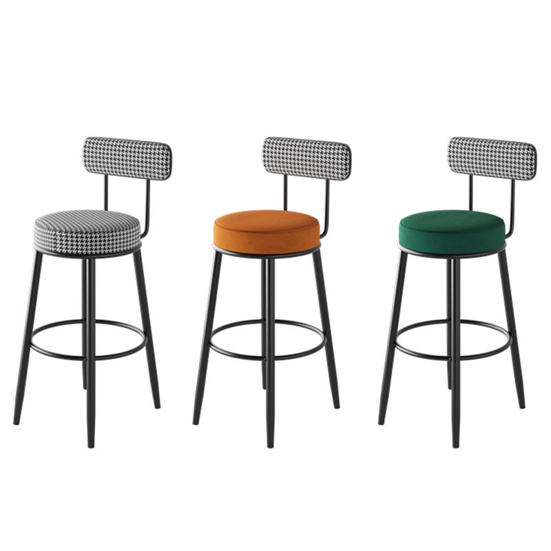 Contemporary Metal Stool Faux Leather Counter Stool in Matte Finish for Indoor