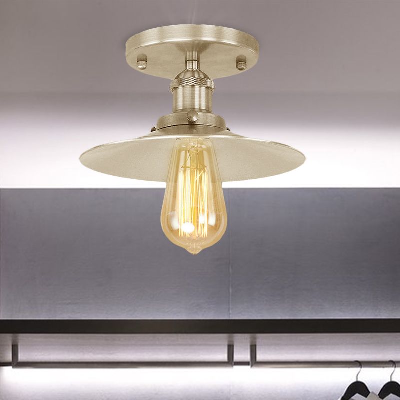 Negro/latón Pantalla plana Luz semi empotrada Estilo vintage Metal 1 bombilla Iluminación de montaje semi empotrada para cocina