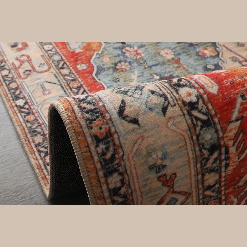 Multicolor Home Decoration Carpet Olden Medallion Area Rug Polyester with Non-Slip Backing Rug
