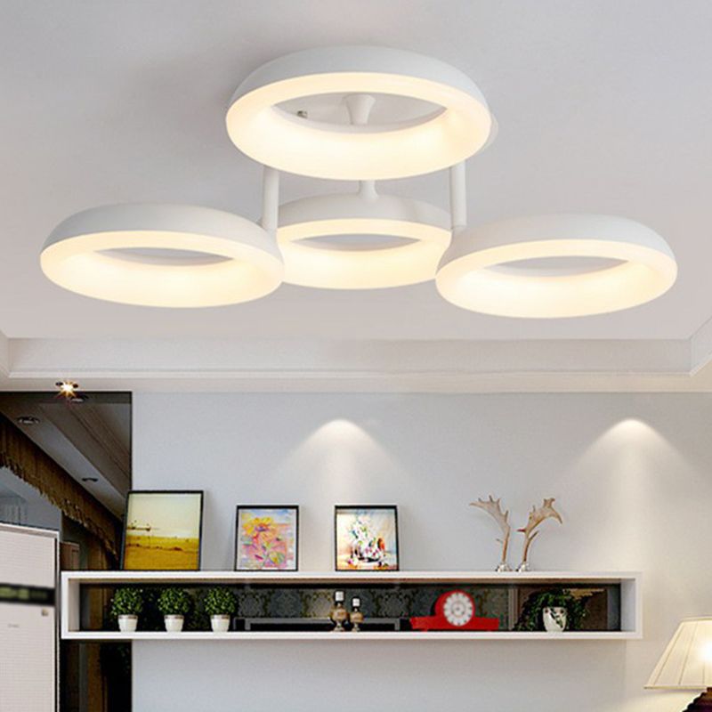 Simplicity Circle LED Semi Flush Light Acryl Wohnzimmer Deckeneinbauleuchte in Weiß