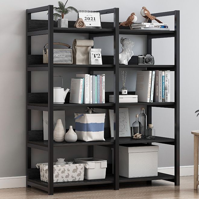 Open Metal Wooden Bookcase Modern Home Living Room Bookshelf
