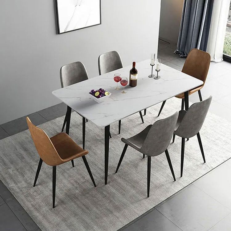 Metal Modern Rectangle Table Sintered Stone Table for Kitchen and Dining Room