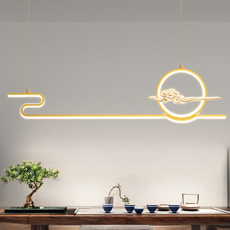 Contemporary Linear Pendant Lighting Fixtures Metal 2 Light Island Light Fixtures