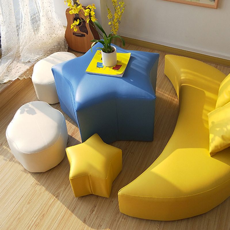 Modern Water Resistant Standard Specialty Shape Pink Leather Ottoman