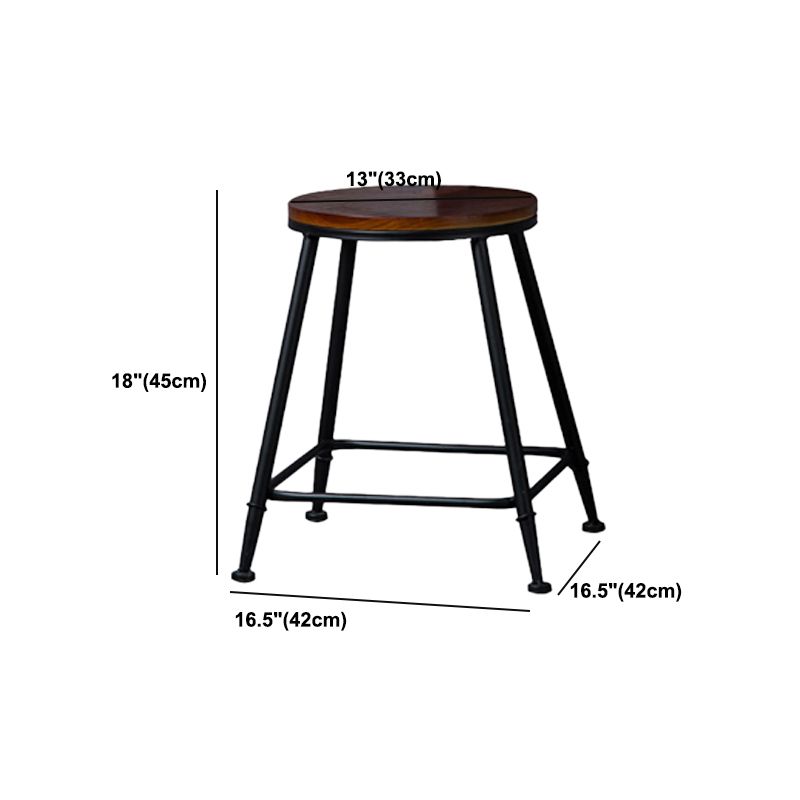 Indoor Industrial Style Wood Top Barstool Metal 4 Legs Bar Stool with Pedal