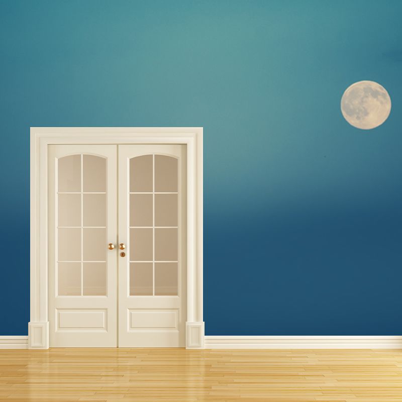 Whole Modern Wall Mural Blue Sky and Full Moon Wall Covering, Custom Size Available