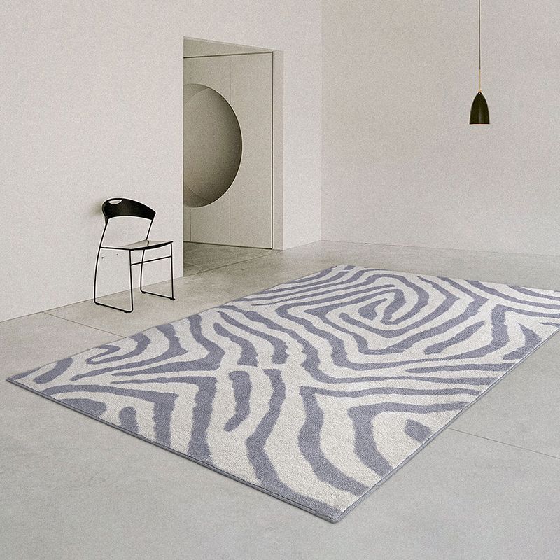 Black Zebra Stripe Rug Polyester Casual Rug Non-Slip Backing Rug for Home Decor