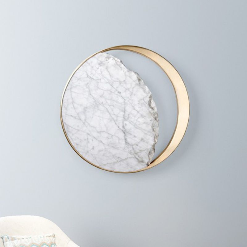 Stone Round Wall Sconce Lighting Modern Style 2 Lights Wall Lamps
