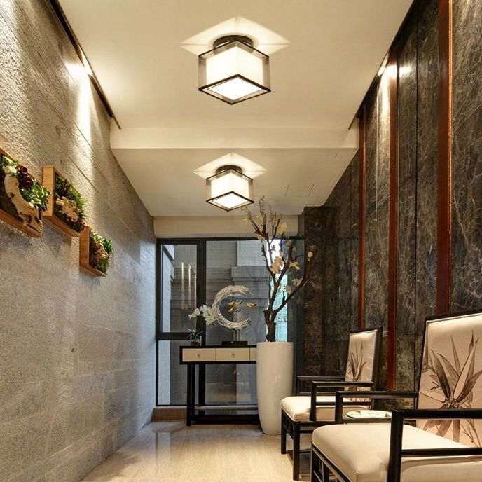 Luz de montaje de techo geométrico de tela Luz de luz de montaje tradicional Luz montada en el techo del pasillo