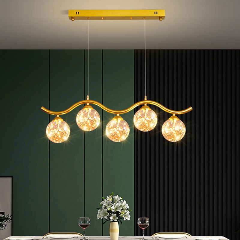 Kugelförmige Forminselanhänger zeitgenössisches Glas 5 leichte hängende Lichter