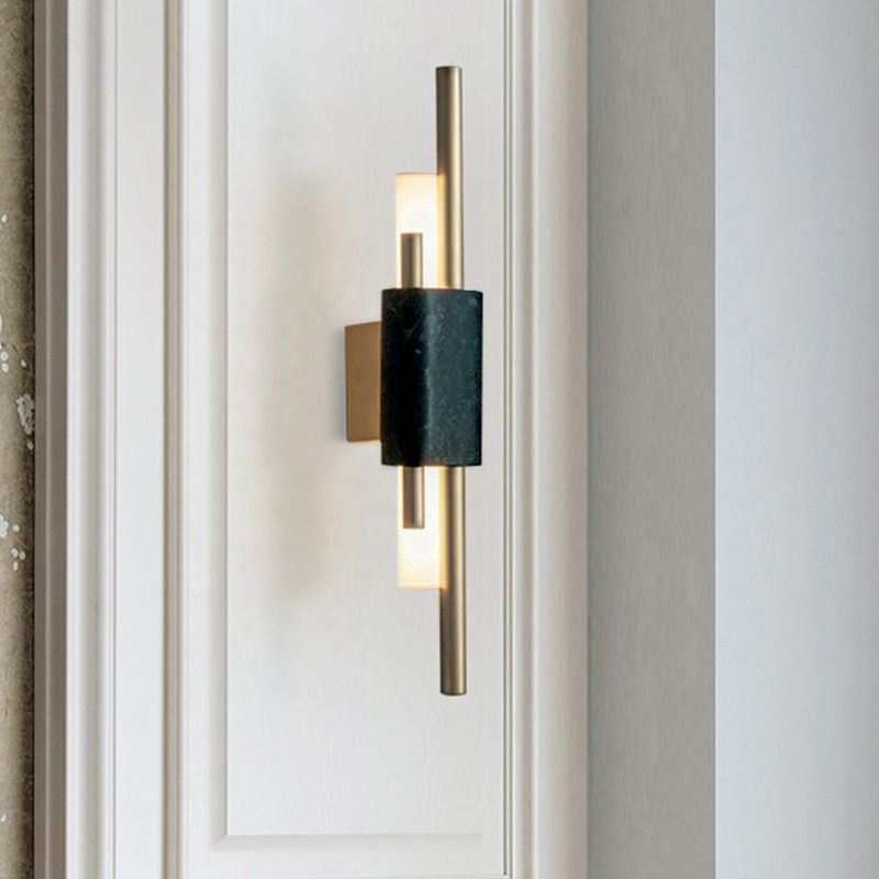 Metal Tube Wall Lighting Minimalist LED Wall Mount Light Fixture in Black for Bedroom