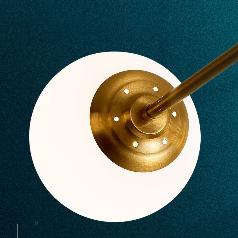 Lámpara de lámpara de araña de vidrio blanco de leche colgante de iluminación de latón contemporáneo para comedor