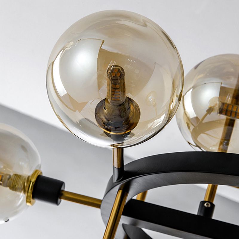 Chandelier d'étude en orbite Chandelier Ambre / fumée / verre blanc Éclairage de pendentif contemporain