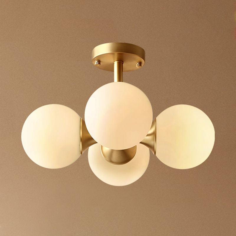 4 Light Spherical Ceiling Light Modern Style Glass Ceiling Lighting for Dining Room