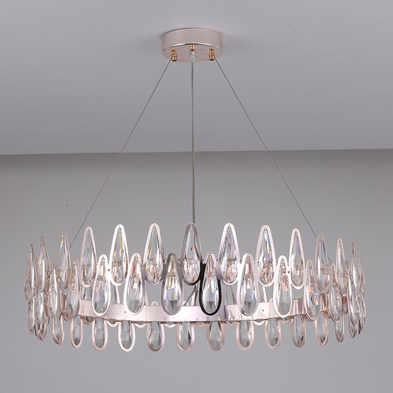 Contemporary Style Circle Pendant Chandelier Crystal 1 Light Chandelier Light in Silver