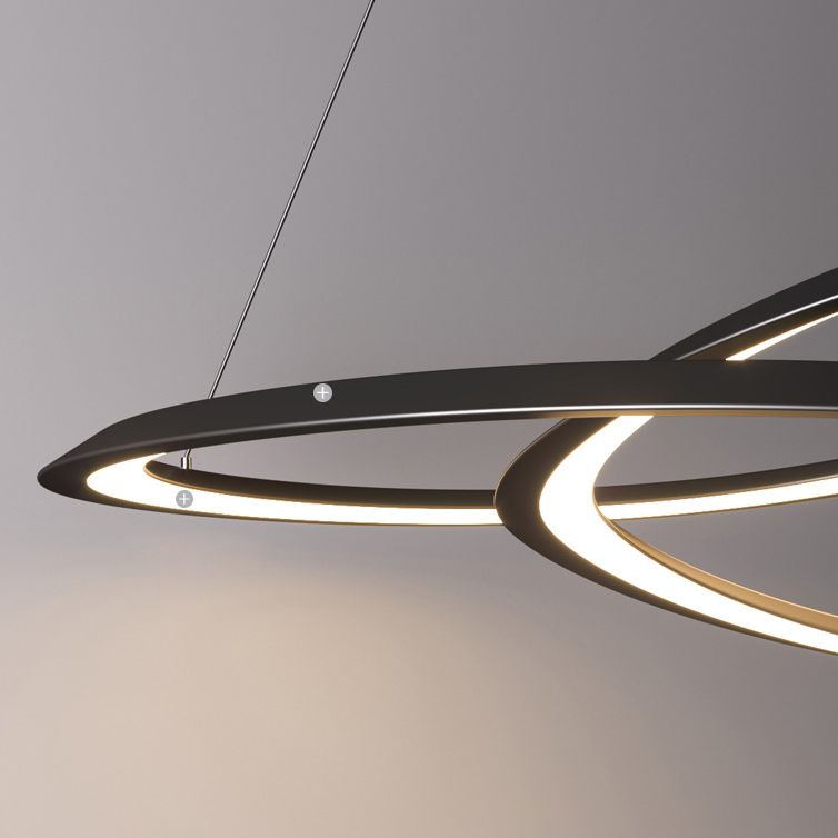 Contemporary Seamless Curves Chandelier Pendant Light Metallic Suspension Pendant Light for Living Room