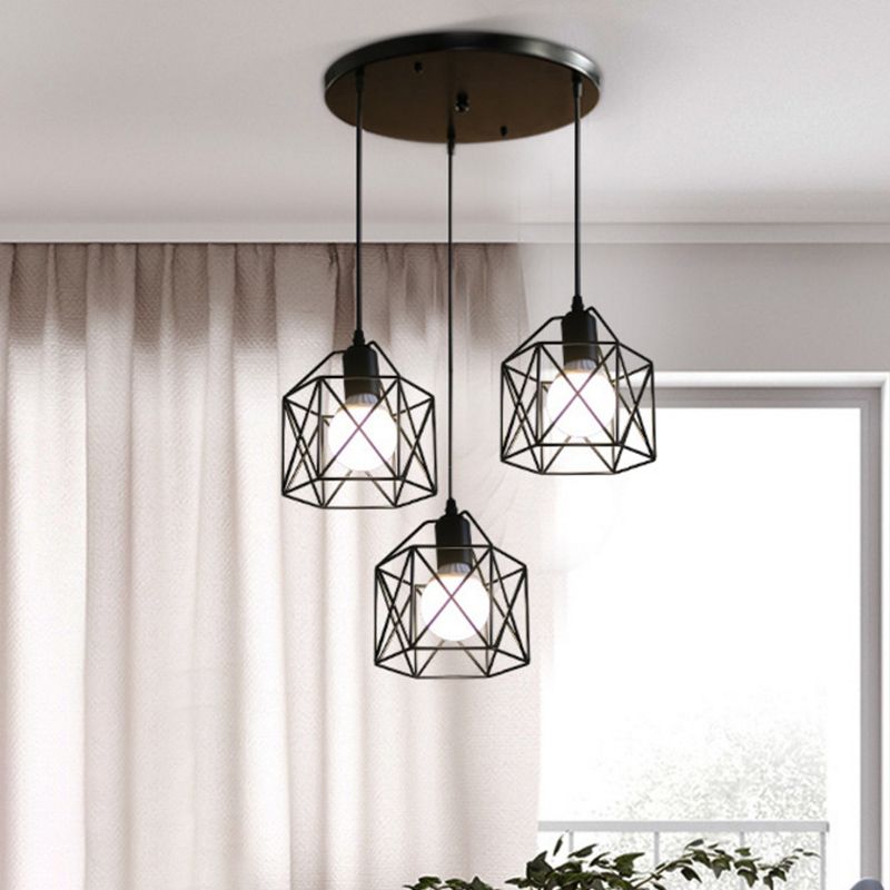 Geometric Shape Metal Island Pendant Industrial Style Island Lighting for Hallway
