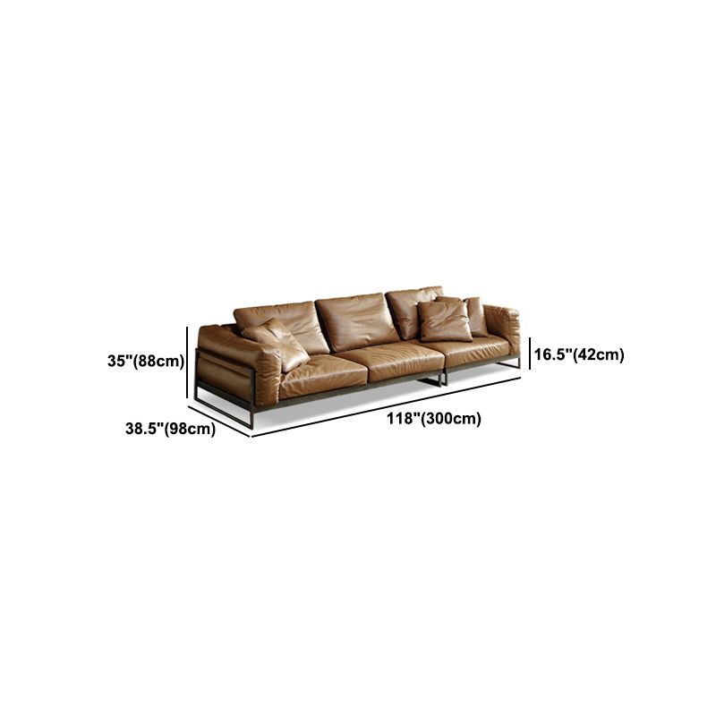 Square Arm Sofa Modern Sofa 38.58" D x 34.64" H Sofa with Pillow