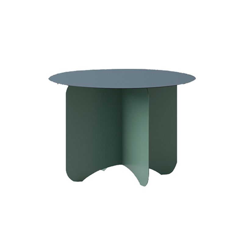 Mid-Century Modern Round Coffee Table with Iron Top and 4 Legs