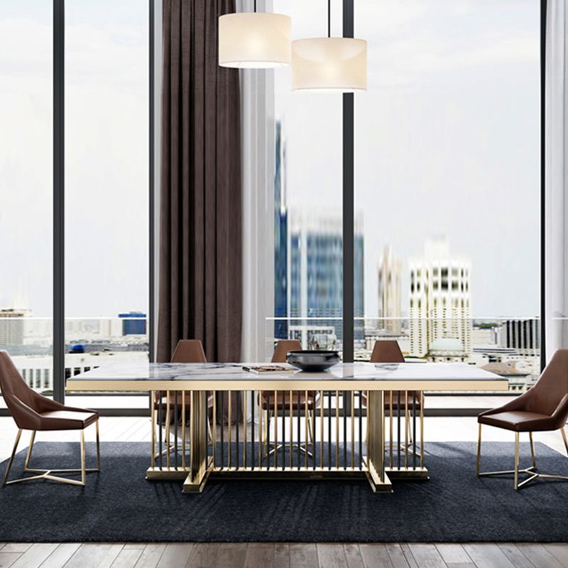 Glam Rectangle Shape Marble Dining Table Standard Dining Table for Kitchen