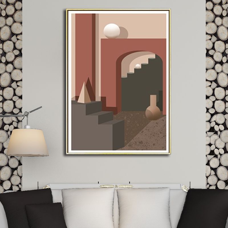 Modern Arched Hallway Canvas Pastel Color Still Life Geometric Wall Art Decor for Home