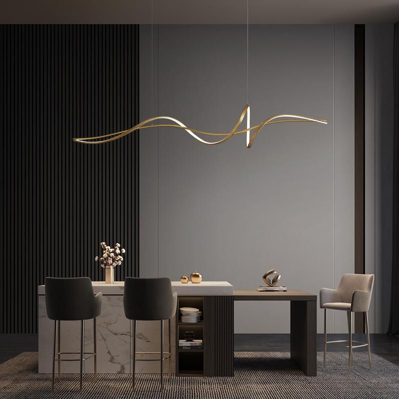 Minimalism Twisting LED Hanging Pendant Lights in Gold for Dining Room