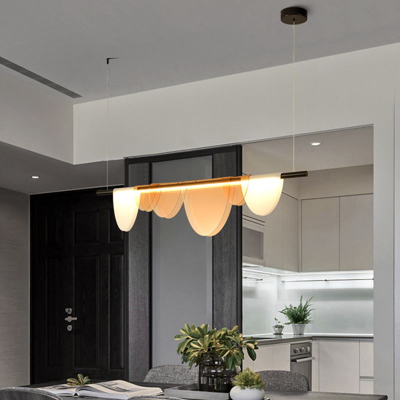 Lámpara de la isla de black metal moderna luz colgante de restaurante de geometría de 1 cabeza con sombra acrílica