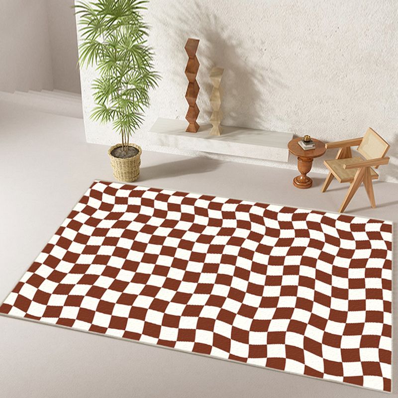 Green Plaid Pattern Rug Modern Polyester Area Rug Stain Resistant Area Carpet for Home Decor