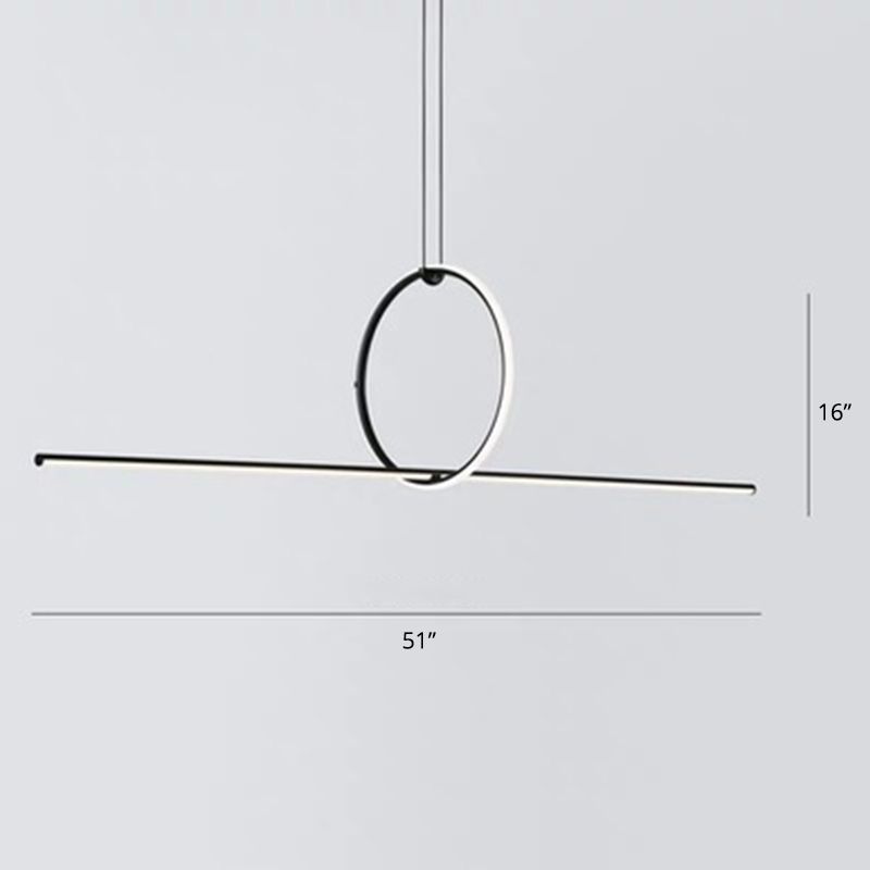 Designer Line Art Cindant Affermazione Luce della sala da pranzo Metallic LED Isola Luce in nero