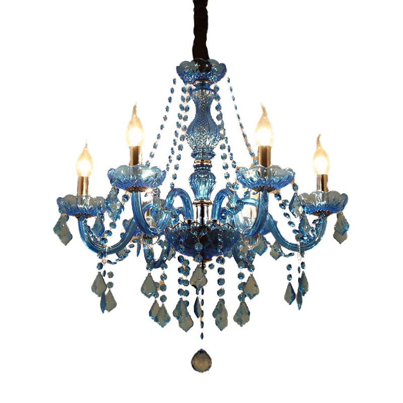 Candela/campana Crystal Crystal lampadario modernismo 6/18 lampadine blu luce sospesa con ombra/ombretta, 23,5 "/37,5"