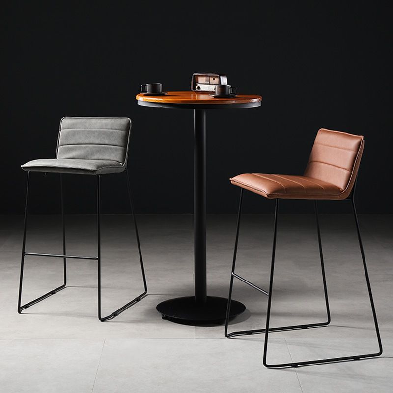 Modern Style Square Seat Barstool Pu Leather Counter Bar Stool with Metal Legs for Home