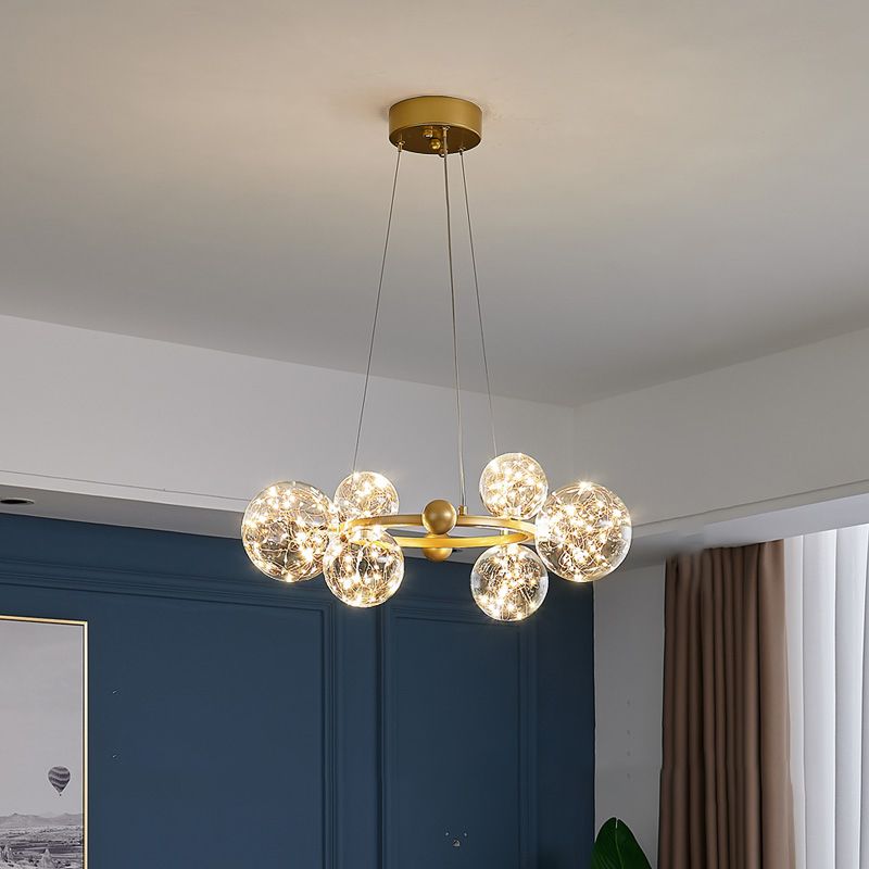 Modern Glass Chandelier Lighting Fixture Gold Chandelier Pendant Light for Restaurant