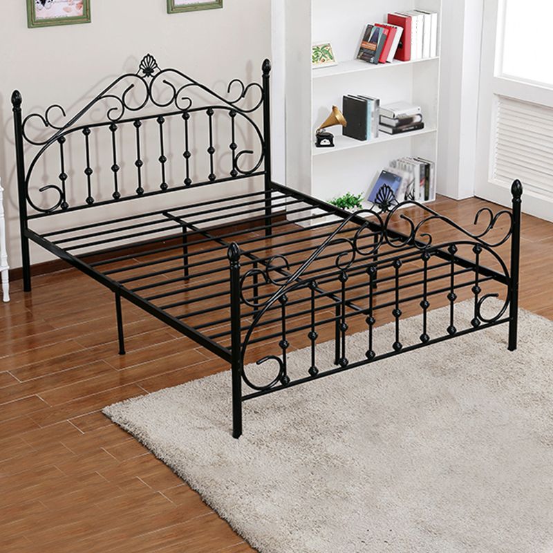 Industrial Metal Standard Bed, Open-Frame Arched Headboard Bed