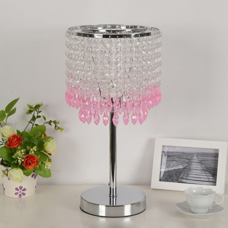 Crystal perled rouge / rose / violet lampe 2 niveaux Pichet à pain de nuit moderniste simple