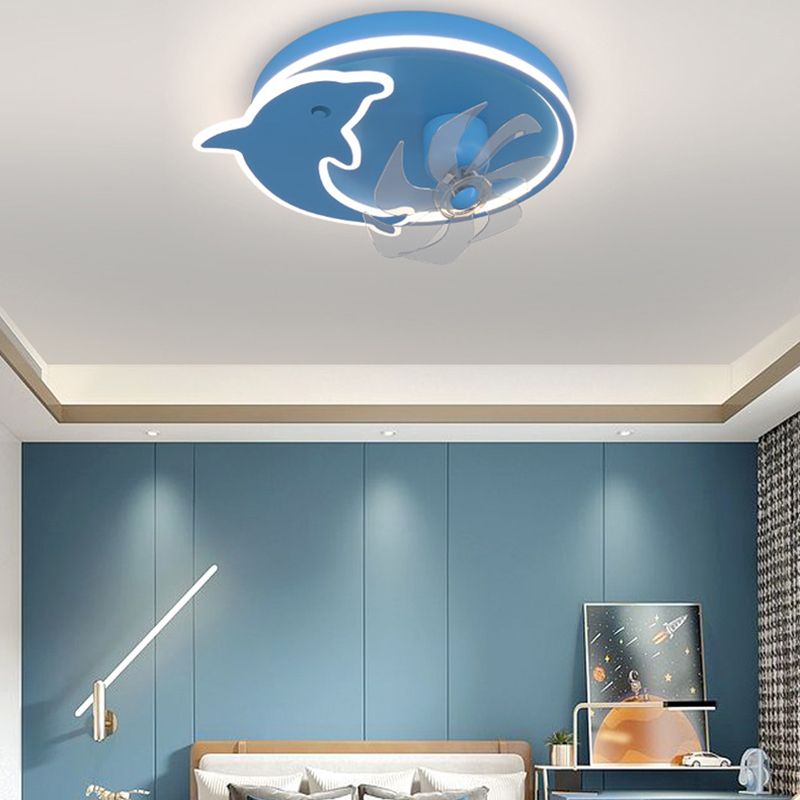 2 - Light LED Ceiling Fan Mount Blue / Pink Kids Style Ceiling Fan