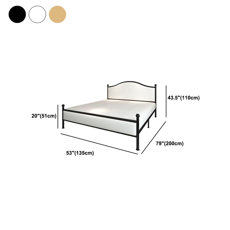 Contemporary Style Metal Standard Bed, Panel Arched Headboard Bed