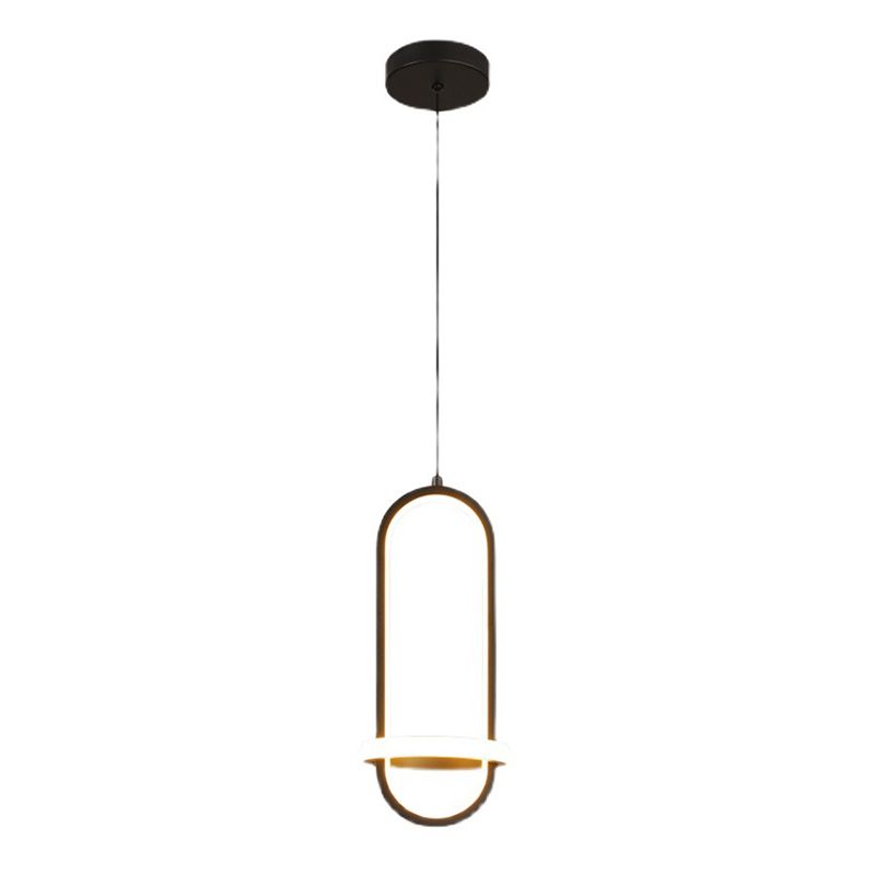 Led-in-stijl LED-hangende hanglamp geometrische hangende lamp met metalen schaduw