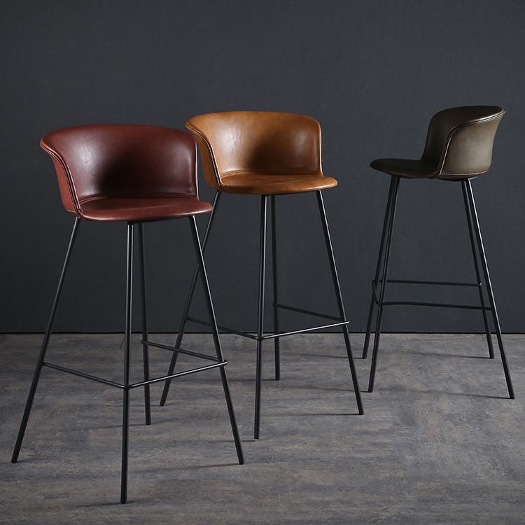 Modern Indoor Backrest Bar Stool Faux Leather Upholstered Bar Stool