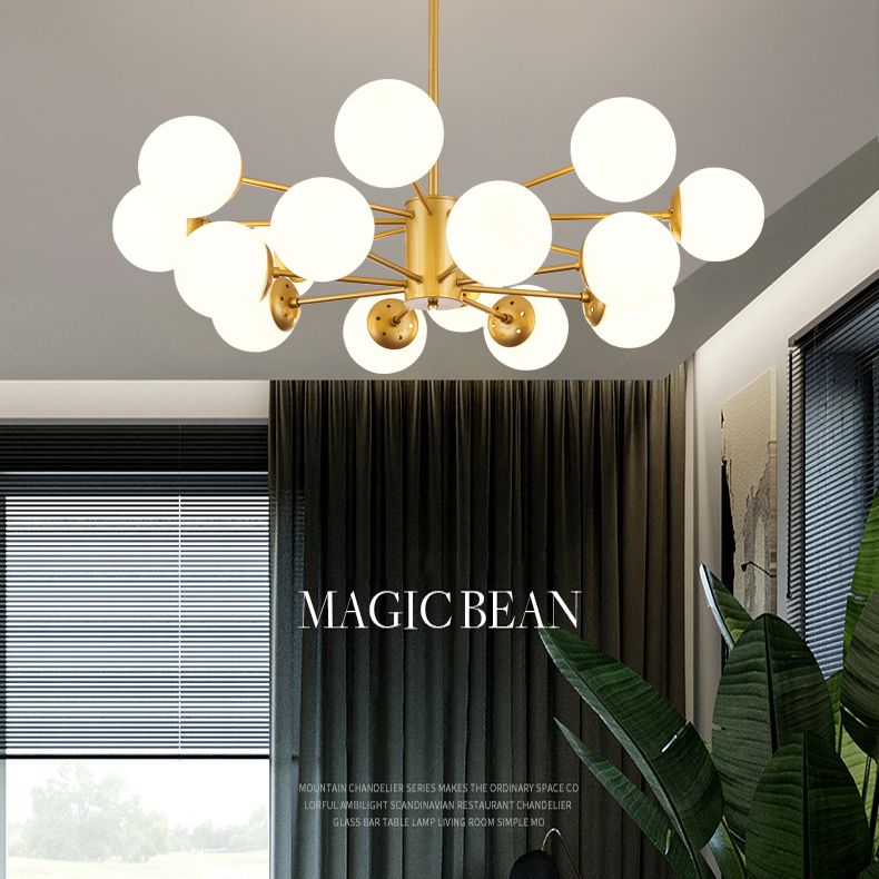 Verstellbare hängende Kabelkronleuchter leichte moderne Einfachheit Sputnik weißer Glasdecke für Restaurant