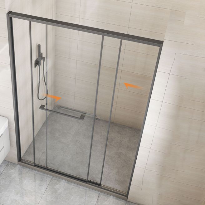 Matte Gray Bypass Shower Door Full Frame Tempered Glass Shower Door