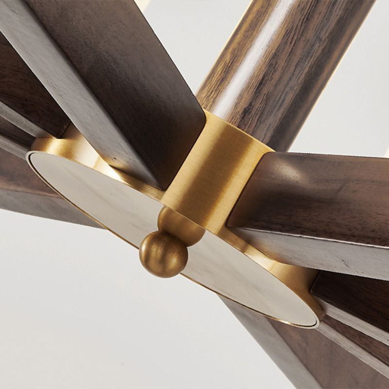 Contemporary Cylinder Chandelier Pendant Light Wood Suspension Pendant Light for Living Room