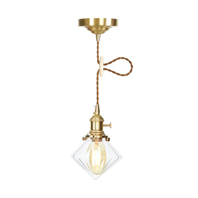 Luci a soffitto a sospensione geometrica industriale a 1 luci di vetro a pendente.