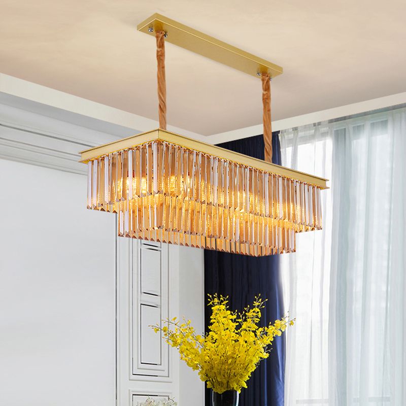 Lineare Inselbeleuchtung in modernen Luxusstil -Kristall -Innenpendelleuchten