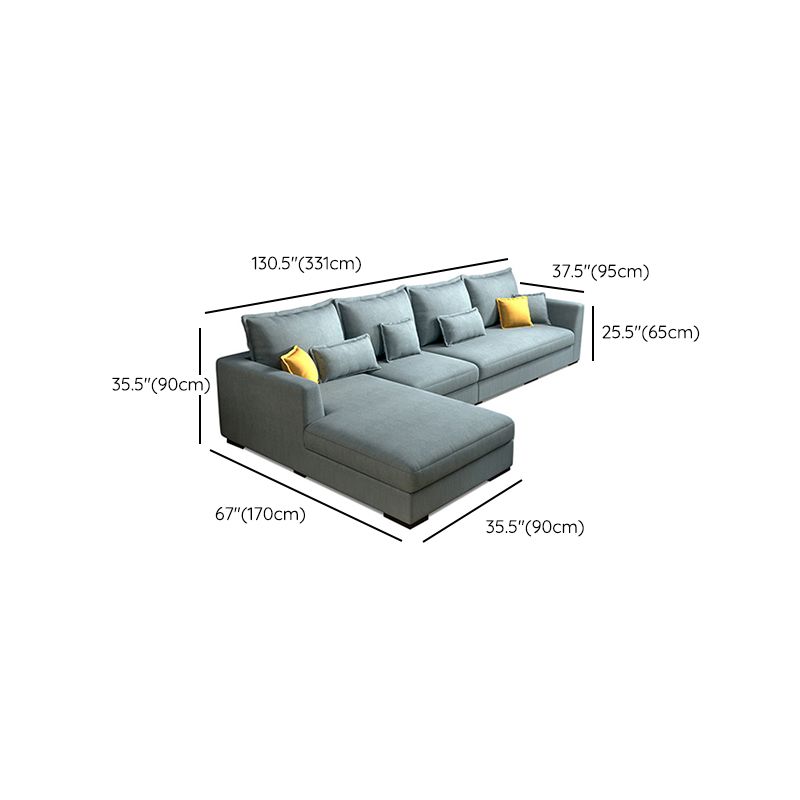 Square Arm Sectional Nordic 4-seater Fabric Sectional with Bolster Pillows