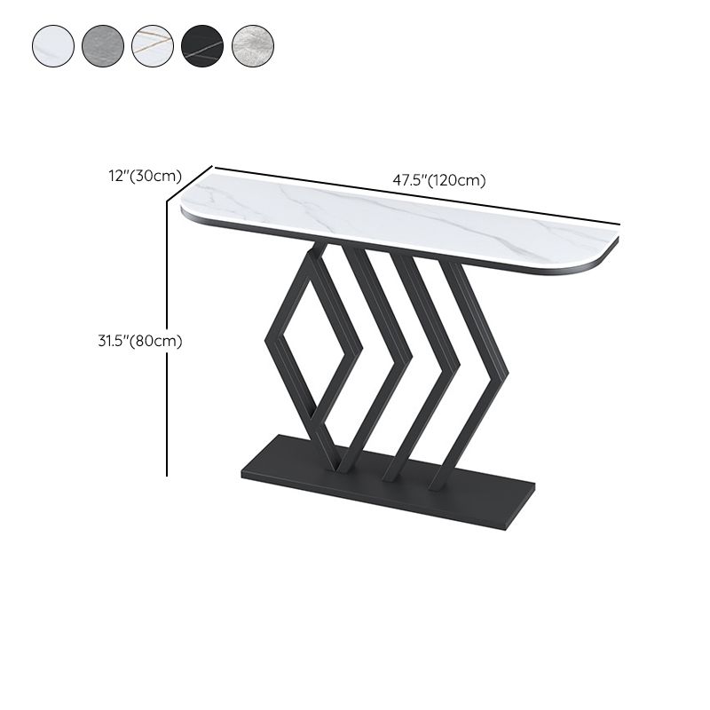 11" Wide Stone Contemporary Console Table Half Moon Console Sofa Table