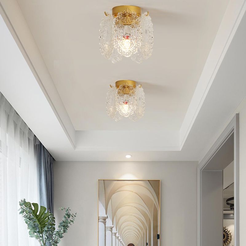 Modern Flush Mount Light Simple Flush Mount Ceiling Light Fixture with Glass Shade