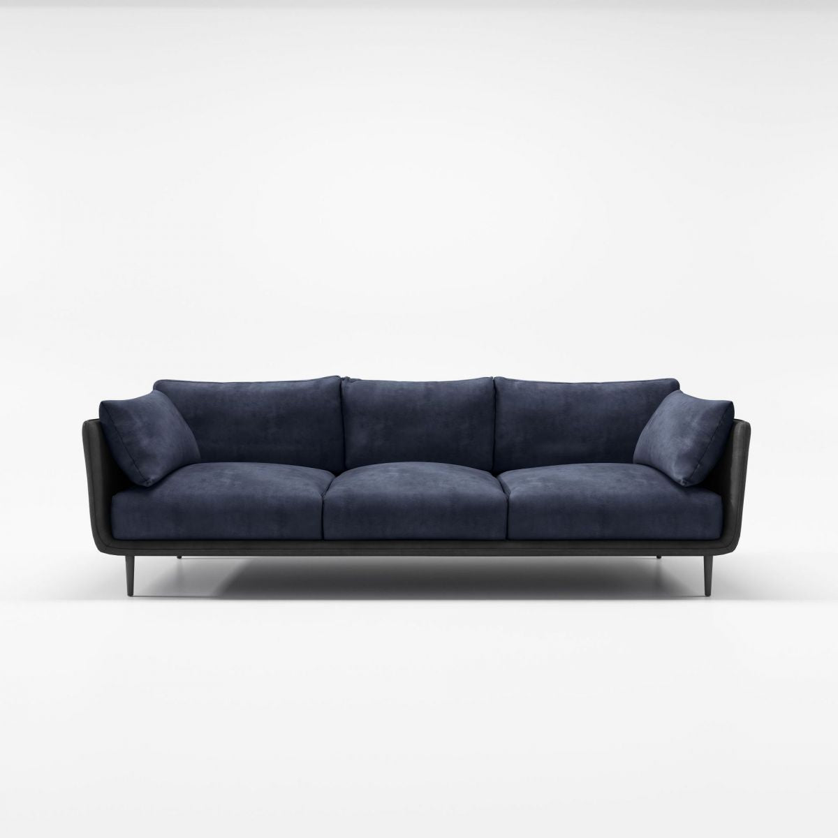 Stain Resistant Square Arm 3/4-Seat Sofa Extra Long Faux Leather Settee