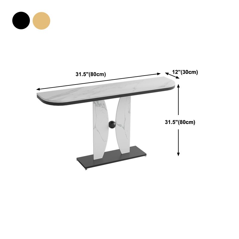 31.5-inch Tall Console Table Stone Half Moon Accent Table for Hall