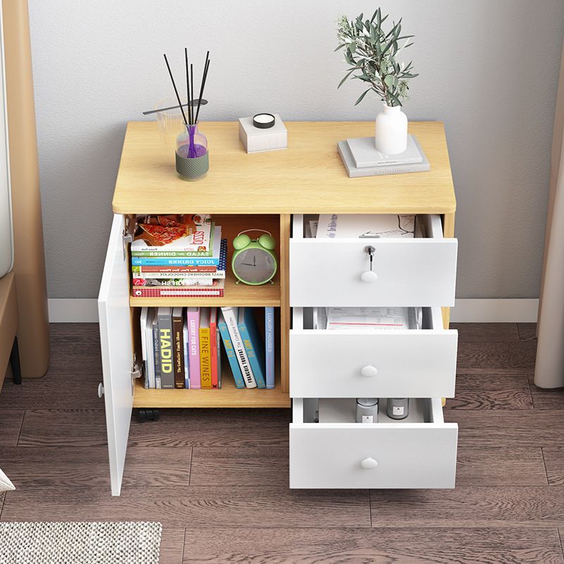 21.6"/28.7" Tall Wooden Nightstand Modern Night Stand With Drawers and Cabinets